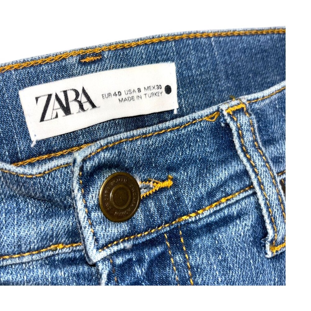 Zara Size 8 Distressed Raw Hem Denim Jeans - Picture 6 of 7